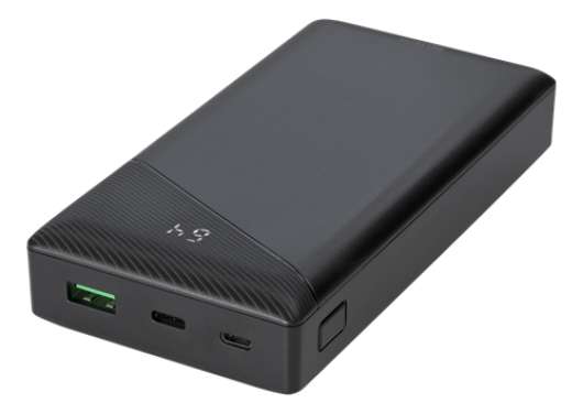 Deltaco Powerbank 20000 mAh, 3 A/18 W, 74 Wh, 1x USB-A snabbladdning, 1x USB-C PD - Svart