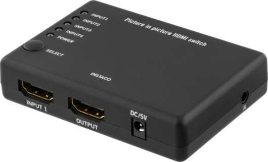 Deltaco PRIME HDMI-Switch, 4-1, bild-i-bild, svart
