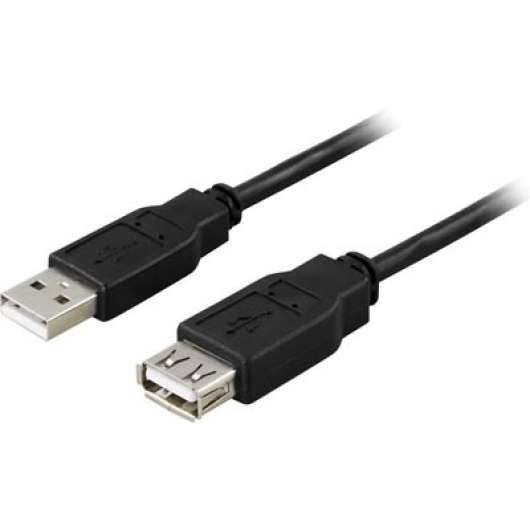 Deltaco USB 2.0 Förlängningskabel A->A (M-F) 0,5m