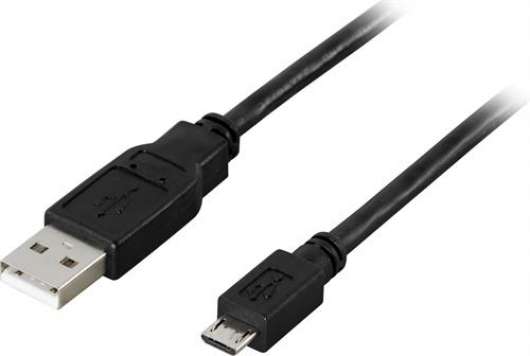 DELTACO USB 2.0 typ A till Micro-B, 1m -Svart