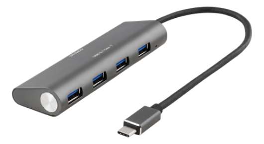Deltaco USB-C Hubb 4 USB 3.1 - Silver