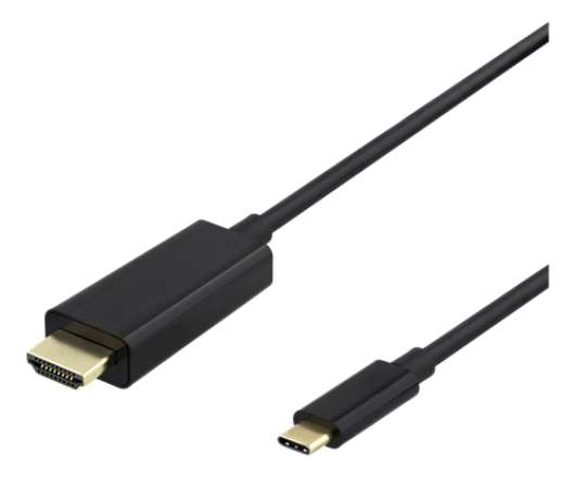 DELTACO USB-C till HDMI-kabel, 2m, 4k - Svart