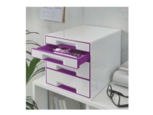 Desk Cube Leitz WOW 4-skuffer hvid/lilla