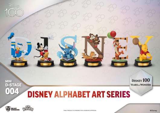 Disney 100Th - Disney Alphabet Art - Pack 6 Diorama Stage 10Cm