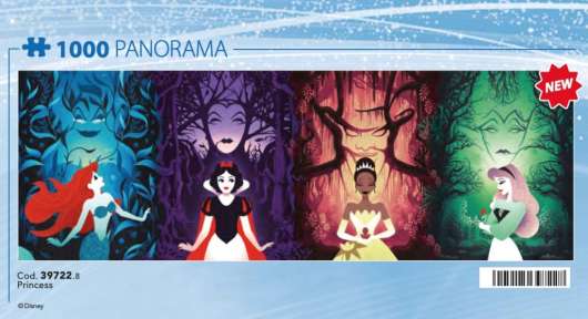 Disney - Ariel, Snow White, Tiana And Aurora - Panorama Puzzle 1000P