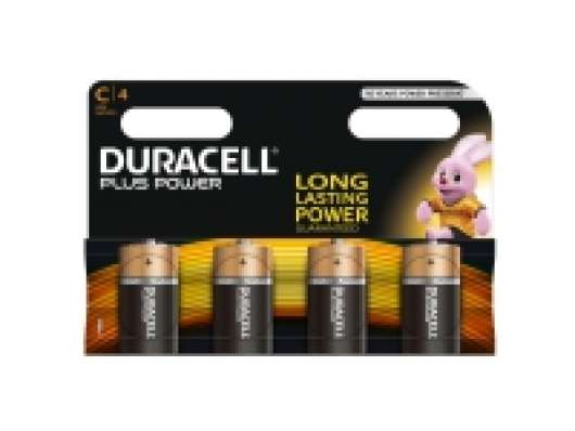 Duracell C Plus Power (4pcs), Engångsbatteri, C, Alkalisk, 1,5 V, 4 styck, Svart, Orange