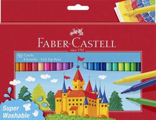 Faber-Castell Felt Tip Pen Castle Pack of 50 in Cardboard Box 554204