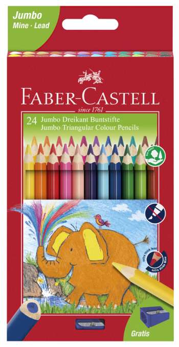 Faber-Castell Jumbo Triangular colour pencils, wallet of 24
