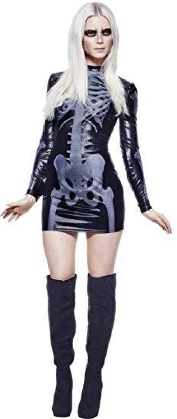 Fever Adult Womens Miss Whiplash Skeleton Costume Printed Dress Size L