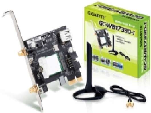 Gigabyte GC-WB1733D-I, Intern, Trådlös, PCI Express, WLAN / Bluetooth, Wi-Fi 5 (802.11ac), 1733 Mbit/s