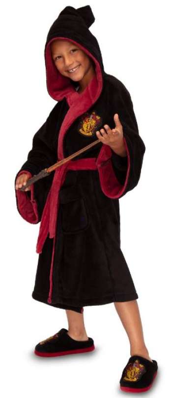 Harry Potter Gryffindor Kids Poly Fleece Robe Black/Burgundy Medium