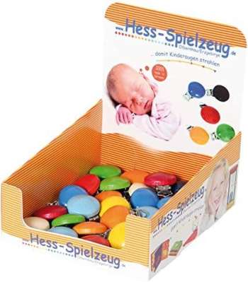 Hess 00121 28 Pieces Wooden Clips in Display Multi-Color