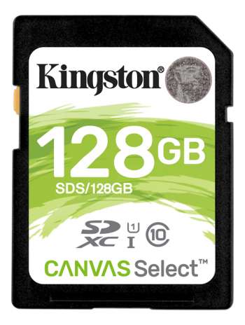 Kingston Canvas Select SDXC-kort, 128GB klass 10