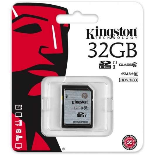Kingston minneskort, SDHC, 32GB, UHS-I Class 10, 45MB/s