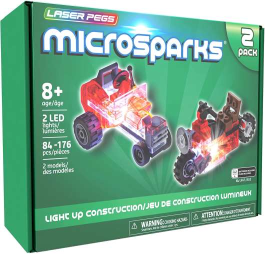 Laser Pegs Microsparks Vehicles 2 Pack Mini Rod/Red Motorcycle