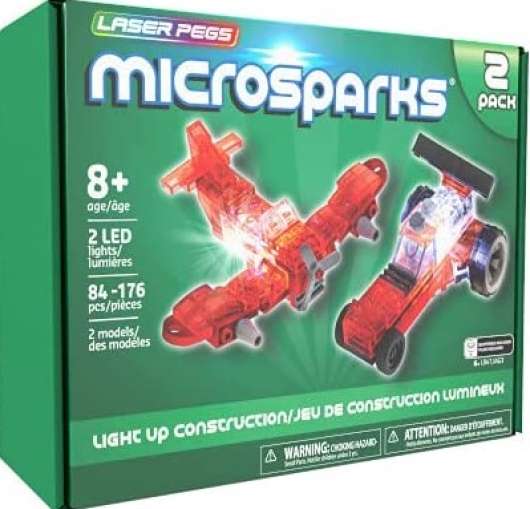 Laser Pegs Microsparks Vehicles 2 Pack Red Wing Fighter/Micro Dragster