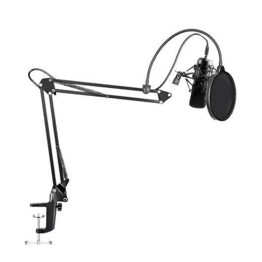 MAONO Streamingpaket, mikrofon, mikrofonarm, pop-filter - svart