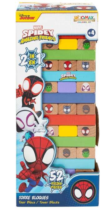 Marvel Spidey blocks tower + domino wooden set