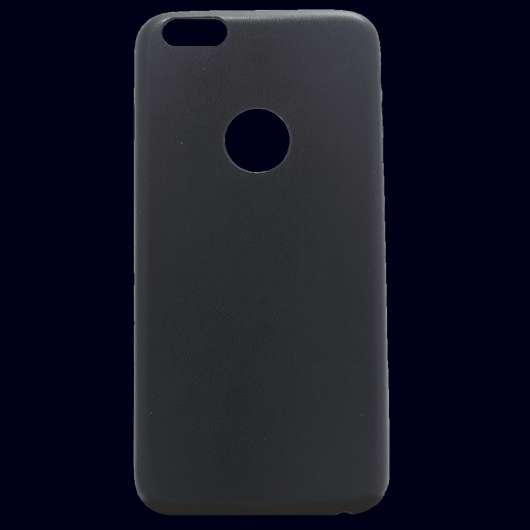 Mobilskal iPhone 6+ svart lädertextur, hål för logo