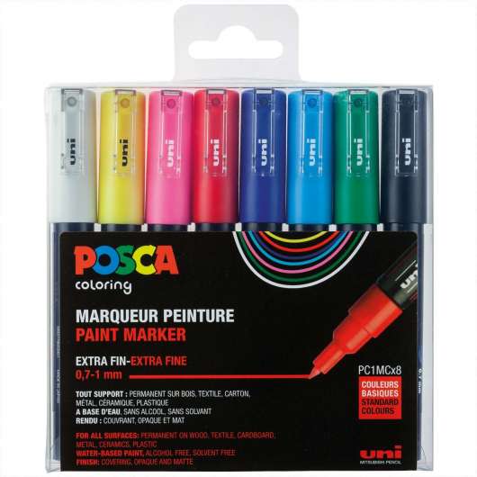 Posca - PC1MC - Extra Fine Tip Pen 8 pc