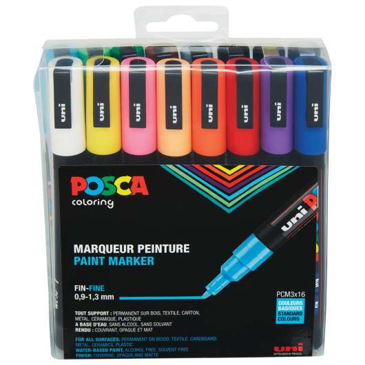 Posca - PC3M - Fine Tip Pen 16 pc