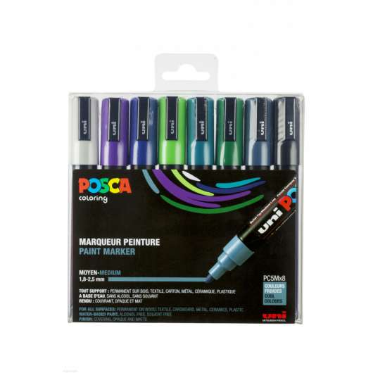 Posca - PC5M - Medium Tip Pen - Cool colors 8 pc