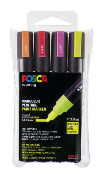 Posca - PC5M - Medium Tip Pen - Neon colors 4 pc