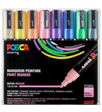 Posca - PC5M - Medium Tip Pen - Pastel colors 8 pc