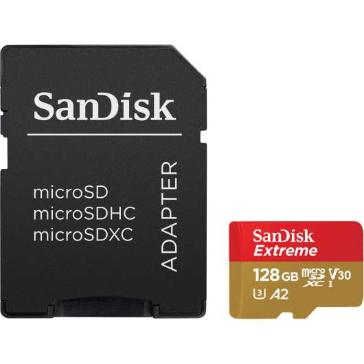 SANDISK MicroSDXC Extreme 128GB Adapter 160MB/s A2 C10 V30