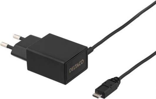 Väggladdare 230V till 5V USB, 2,1A, 1m, svart