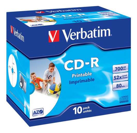 Verbatim CD-R Skiva 10-Pack 700mb 52x (Printable Ink) (Jewelcase)