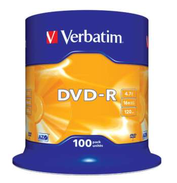 Verbatim DVD-R 16X 4,7GB 100-Pack (Cakebox)