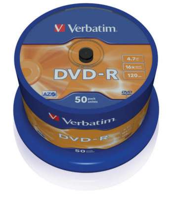 Verbatim DVD-R 16X 4,7GB 50-Pack (Cakebox)