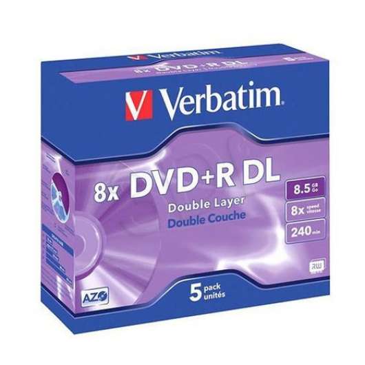 Verbatim DVD+R Skiva 5-Pack 8,5GB 8x (Double Layer) (Jewel Case)